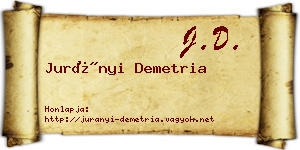 Jurányi Demetria névjegykártya